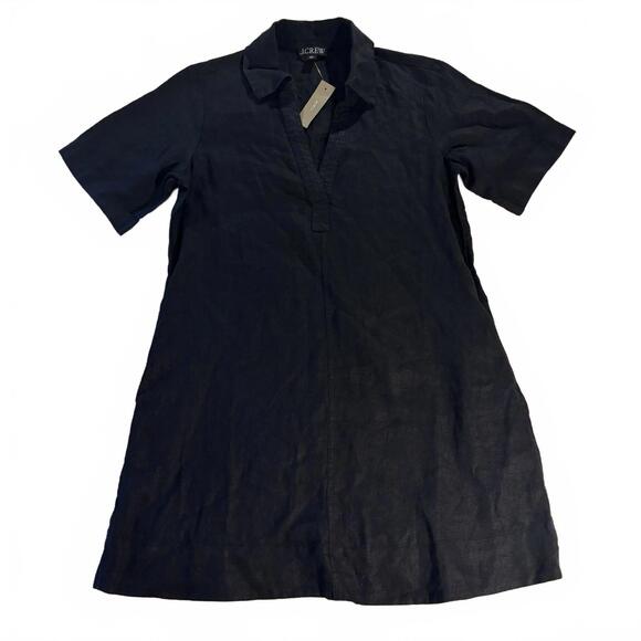 J. Crew Dresses & Skirts - J. Crew Women's Tunic Shirt-Dress Short Sleeve 100% Linen Black XS NWT Preppy